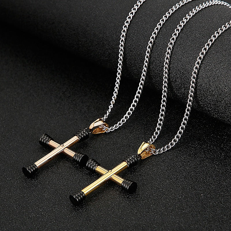 Kemstone Titanium Steel Tubular Cross Necklace for Men KP96970-KHY