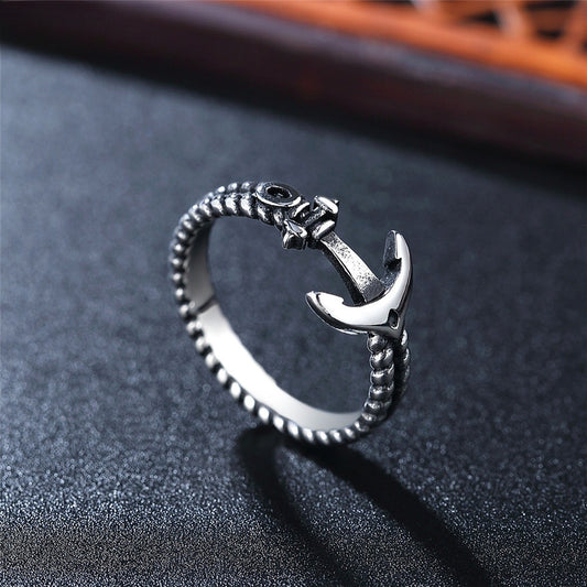 Kemstone Anchor Rope Ring for Men Titanium Steel Vintage R0664