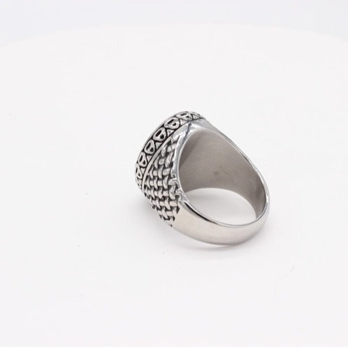 Kemstone Anchor Signet Ring for Men Titanium Steel Textured Sides R1283