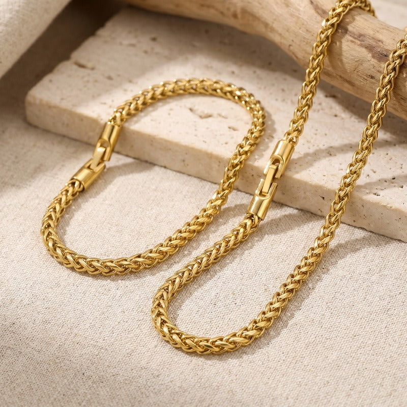 Kemstone Titanium Steel Braided Chain Bracelet for Men Textured Woven Link KB214403-KFC