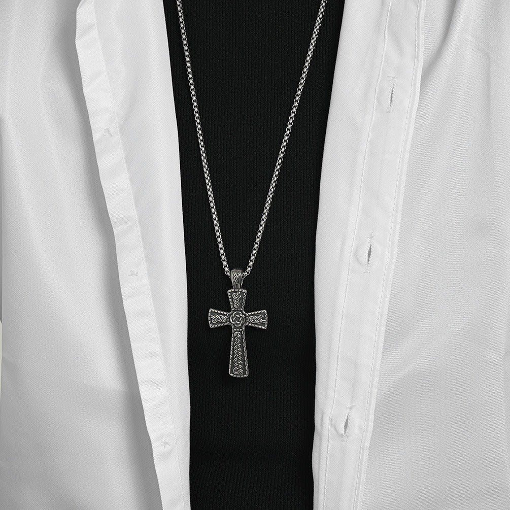 Kemstone Celtic Cross Necklace for Men Stainless Steel Interwoven Knot Pendant K-PT734