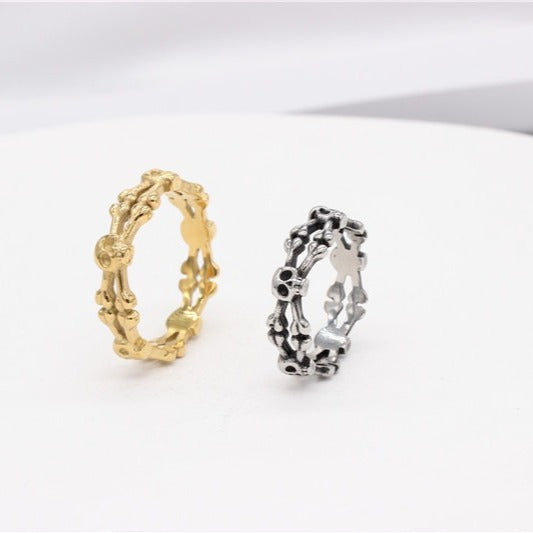 Kemstone Skeleton Bone Skull Ring for Men Titanium Steel Vintage R1344