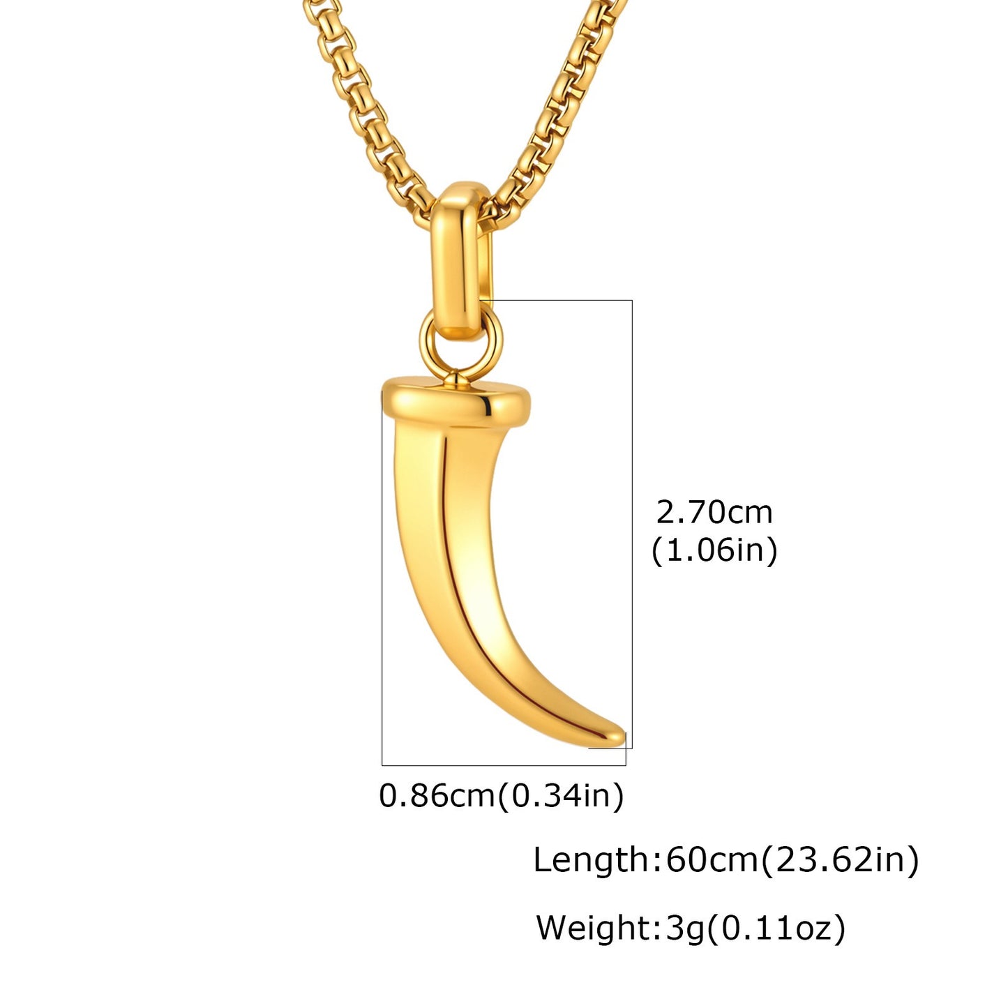 Kemstone Stainless Steel Horn Pendant Necklace for Men Punk Vintage Style PN2451