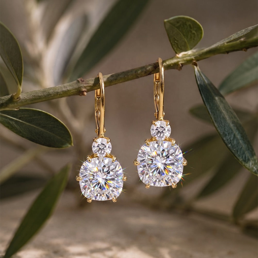 Kemston Cushion Cut Moissanite Drop Earrings for Women 925 Sterling Silver SMOE31