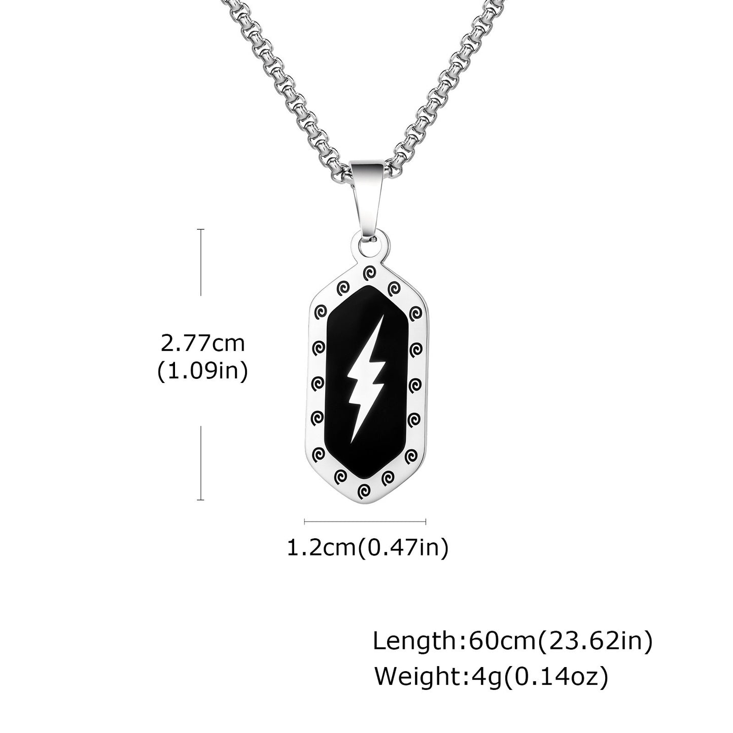 Kemstone Stainless Steel Lightning Bolt Pendant Necklace for Men Black Hexagon Accent PN-2161