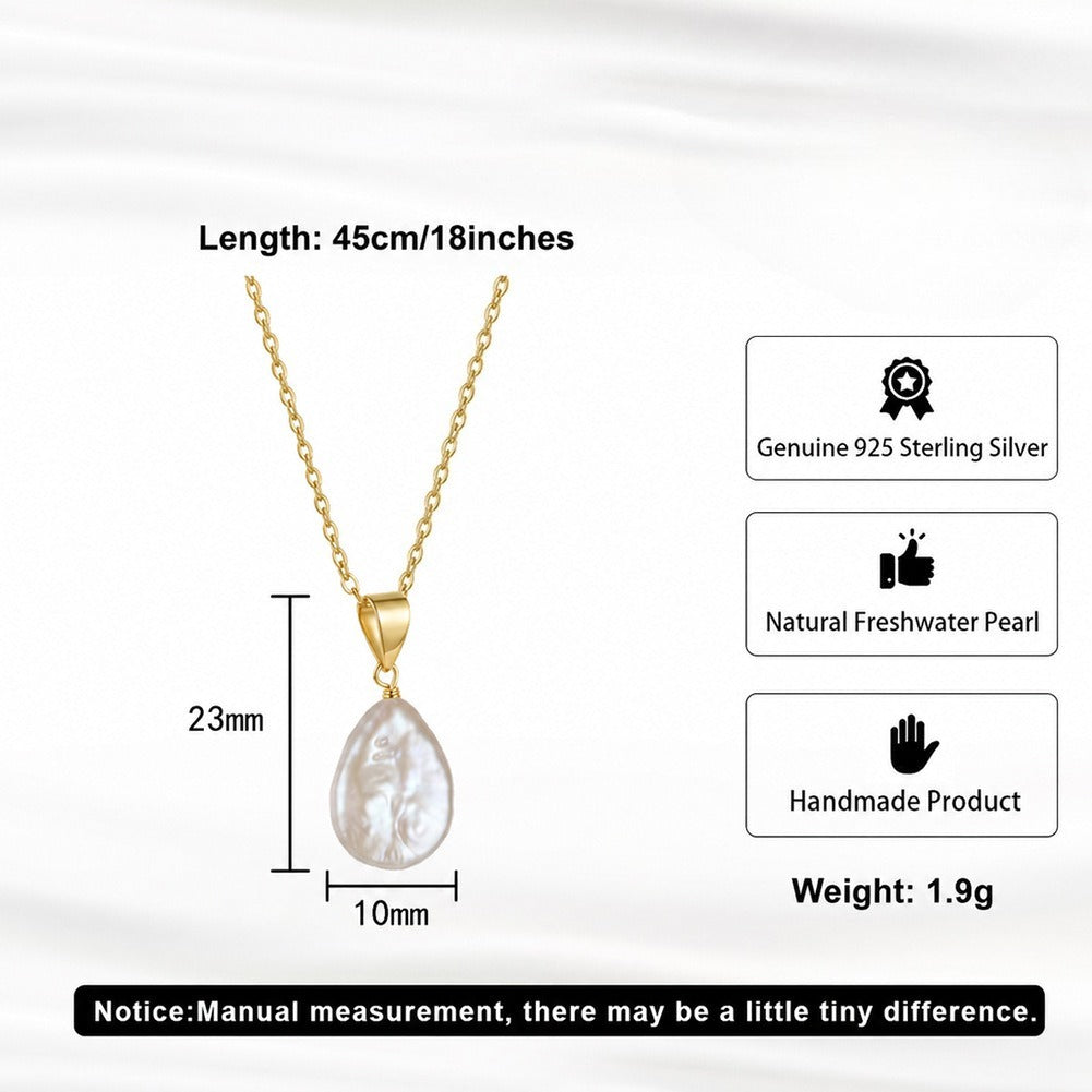 Kemstone Teardrop Freshwater Pearl Pendant Necklace for Women 925 Sterling Silver SGPN118