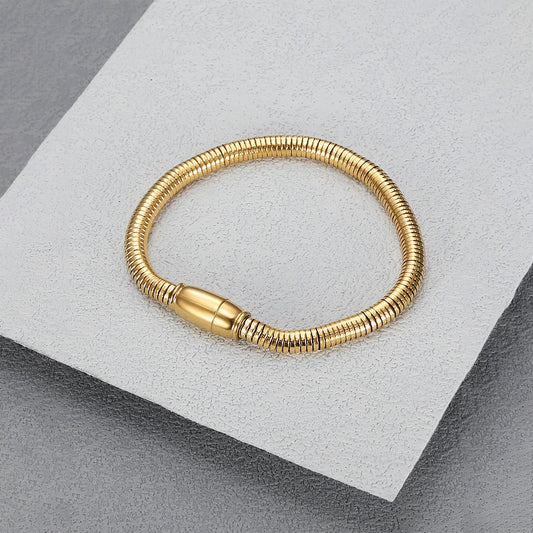 Kemstone Minimalist Gold Stainless Steel Bracelet – Magnetic Clasp for Women TB0086