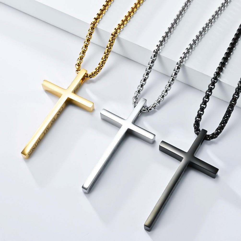 Kemstone Stainless Steel Cross Pendant Necklace – Minimalist for Men & Women Jewelry K-PT233