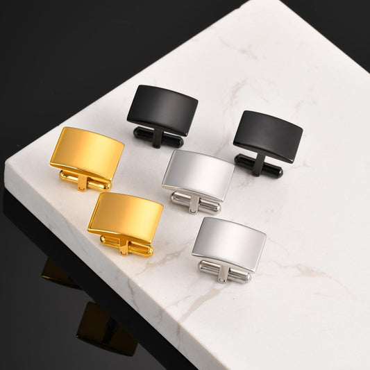 Kemstone Men’s Stainless Steel Square Cufflinks – Silver/Gold/Black CL-057
