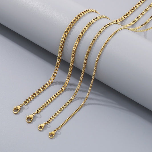 Kemstone Men’s Stainless Steel Curb Chain Necklace – 3-9.5mm Width, 45-50cm, Minimalist Street Armor KN93473-Z