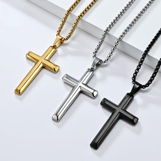 Kemstone Titanium Steel Cross Pendant Necklace for Men & Women – Minimalist Jewelry K-PT600