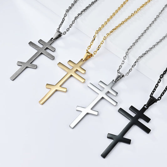 Kemstone Titanium Steel Cross Pendant Necklace for Men & Women – Minimalist Vintage Style K-PT539