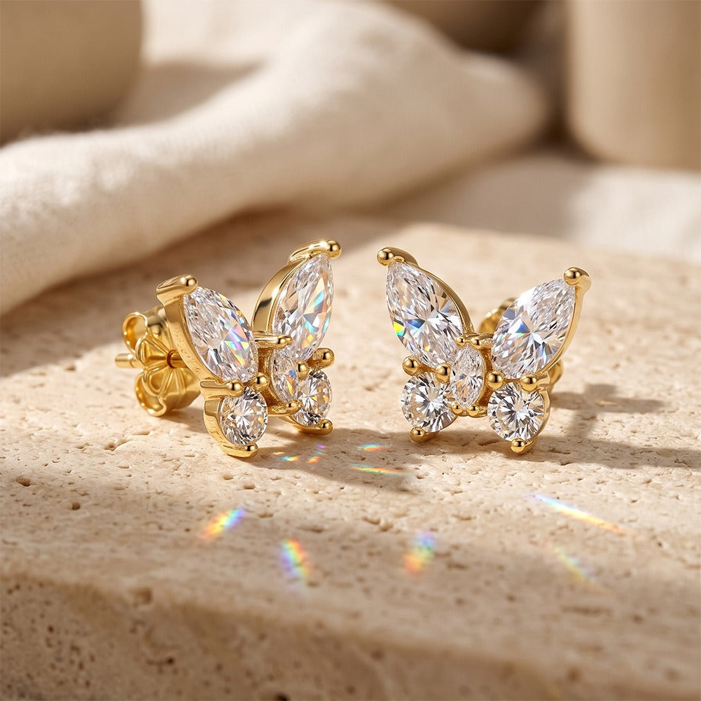 Kemstone 0.35ct Moissanite Butterfly Stud Earrings 925 Sterling Silver Women’s Jewelry SMOE35