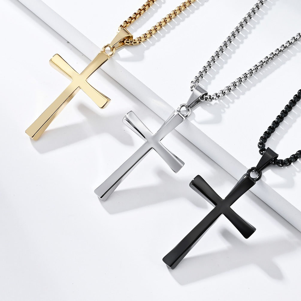 Kemstone Stainless Steel Twisted Cross Necklace for Men Minimalist K-PT516