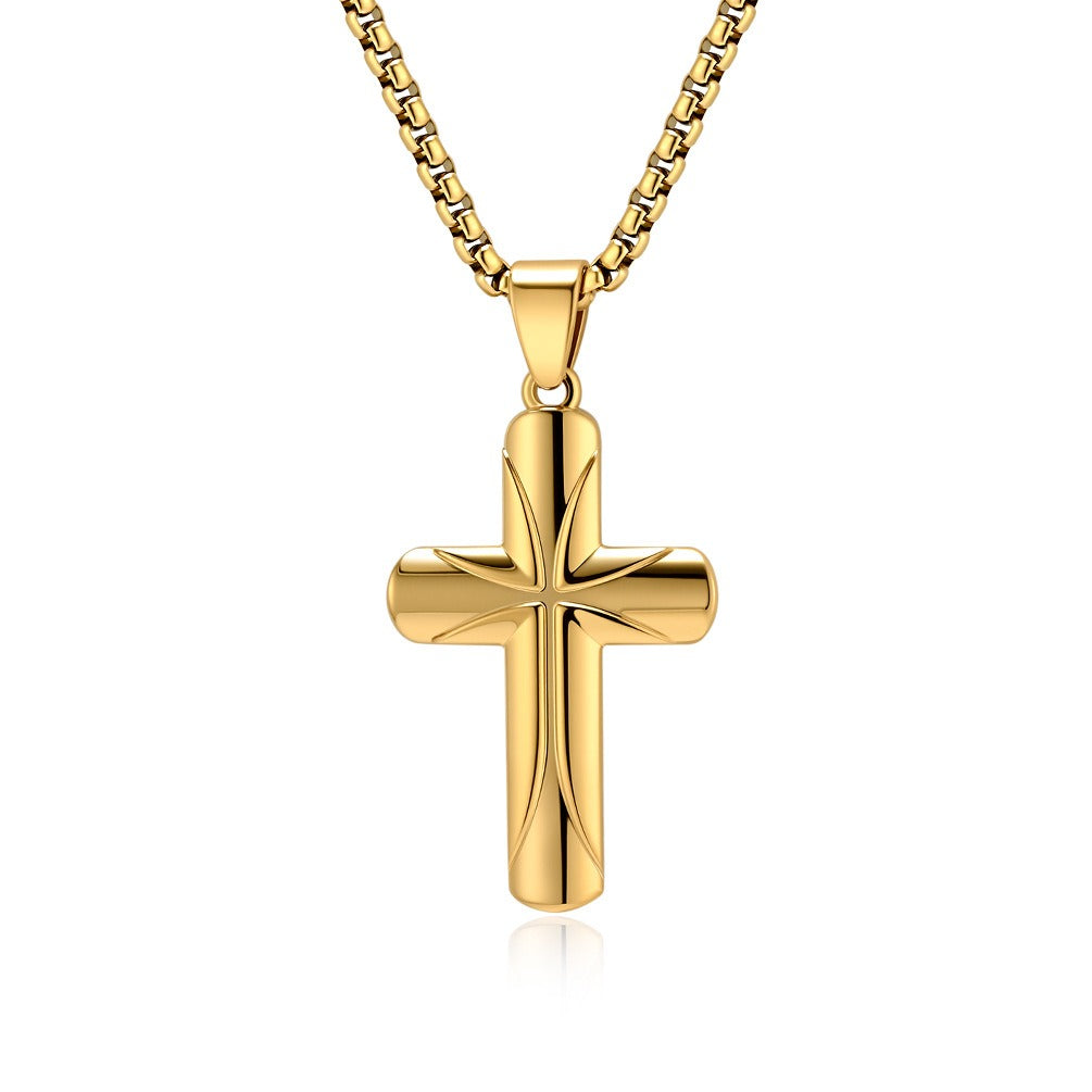 Kemstone Stainless Steel Minimal Cross Pendant Necklace for Men K-PT622