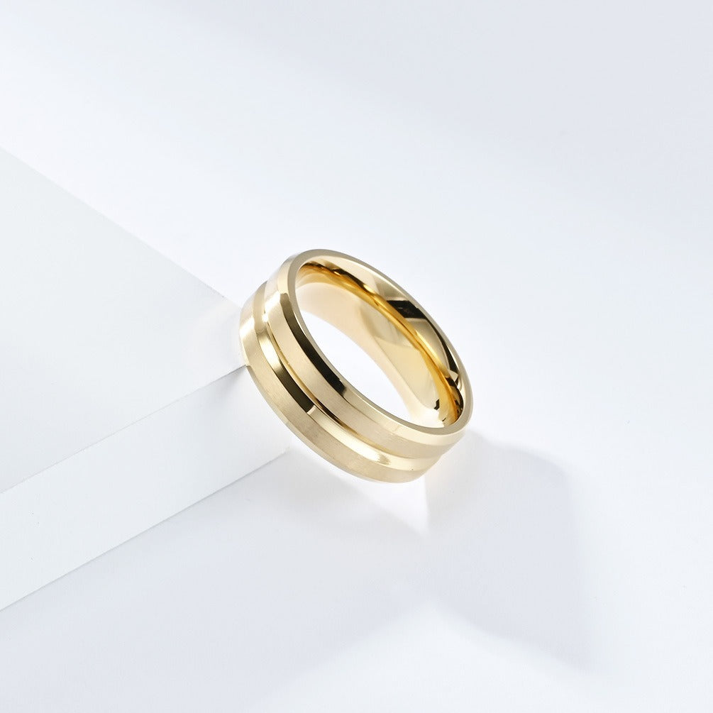Kemstone Stainless Steel Brushed Grooved Ring for Men & Women K-R786