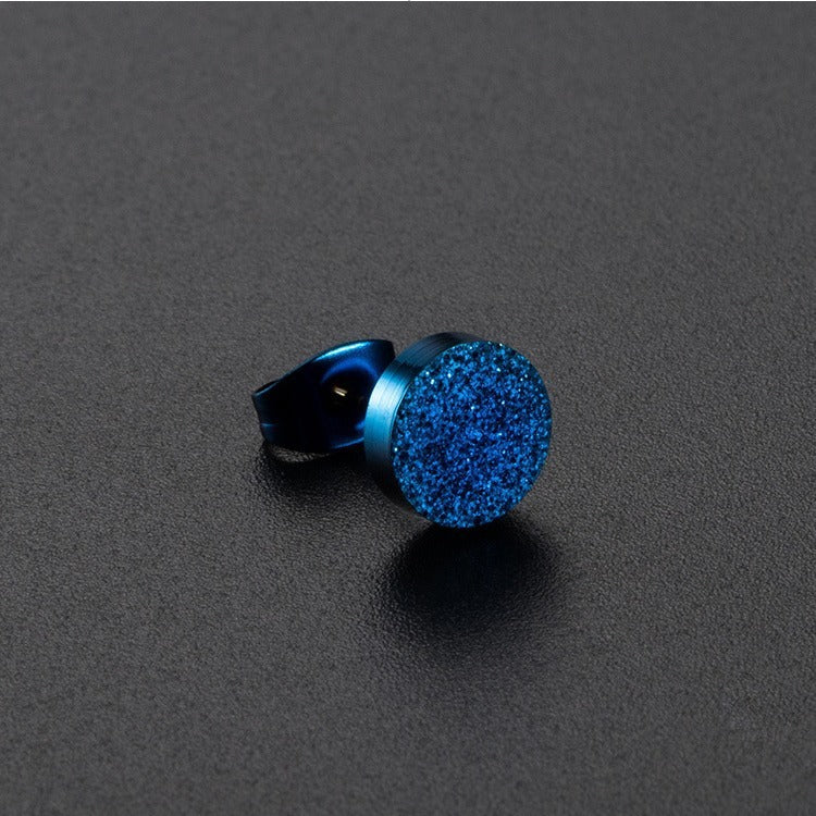 Kemstone Sand Textured Stud Earrings for Men & Women Stainless Steel Round Finish K-E012