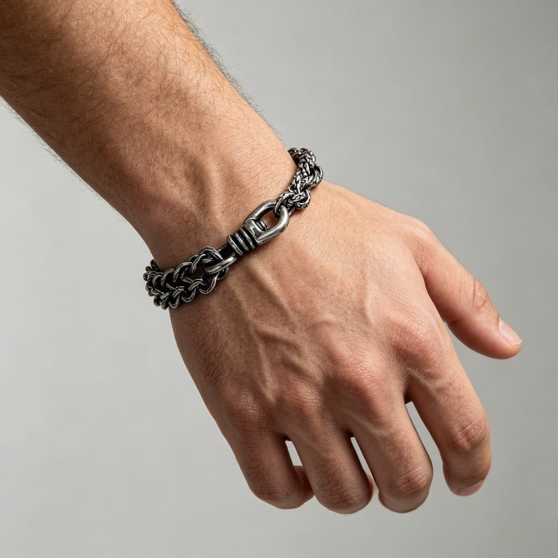 Kemstone Mixed Cuban Link Bracelet for Men Titanium Steel KB146302-KLHQ