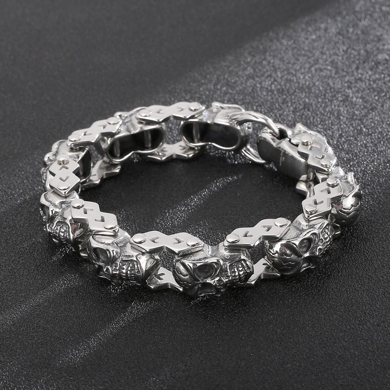 Kemstone Titanium Steel Skull Bracelet for Men – Punk Floral Design KB148349-KJX