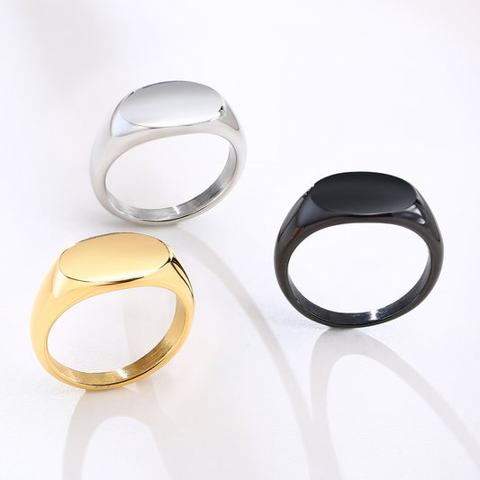 Anillo ovalado de acero inoxidable Kemstone - Joyería minimalista apilable de graduación para mujer RC-471
