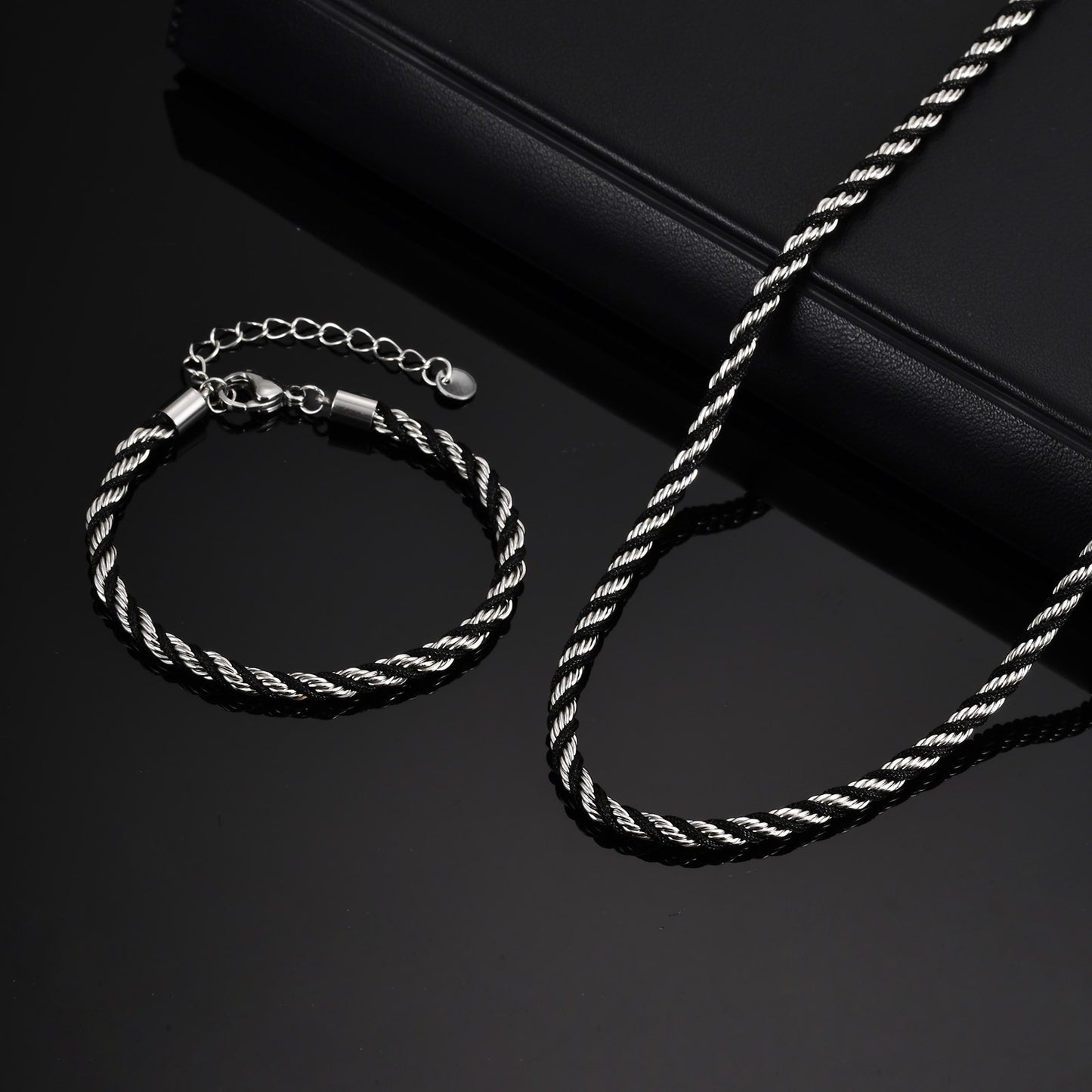 Kemstone Stainless Steel Rope Twist Bracelet Necklace – Men’s Jewelry BR-235