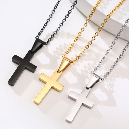Kemstone Minimalist Cross Necklace – Stainless Steel Pendant for Men & Women PN-1479