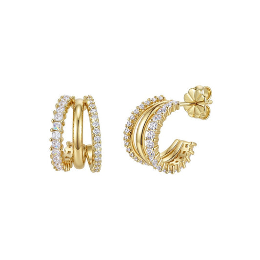 Kemstone Double Row Moissanite Hoop Earrings for Women 925 Sterling Silver SMOE40