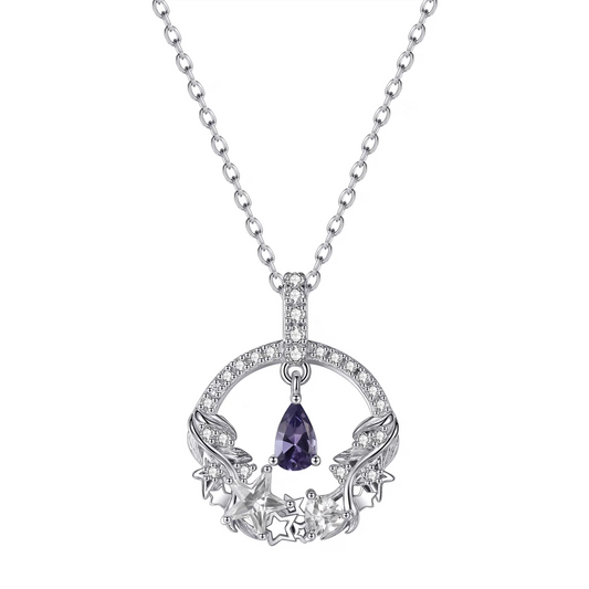 Collar Elegancia Lunar con Diseño Original Artesanal de Kemstone – Colgante de Luna y Estrella de Tanzanita en Plata de Ley | Joyería Celestial Delicada