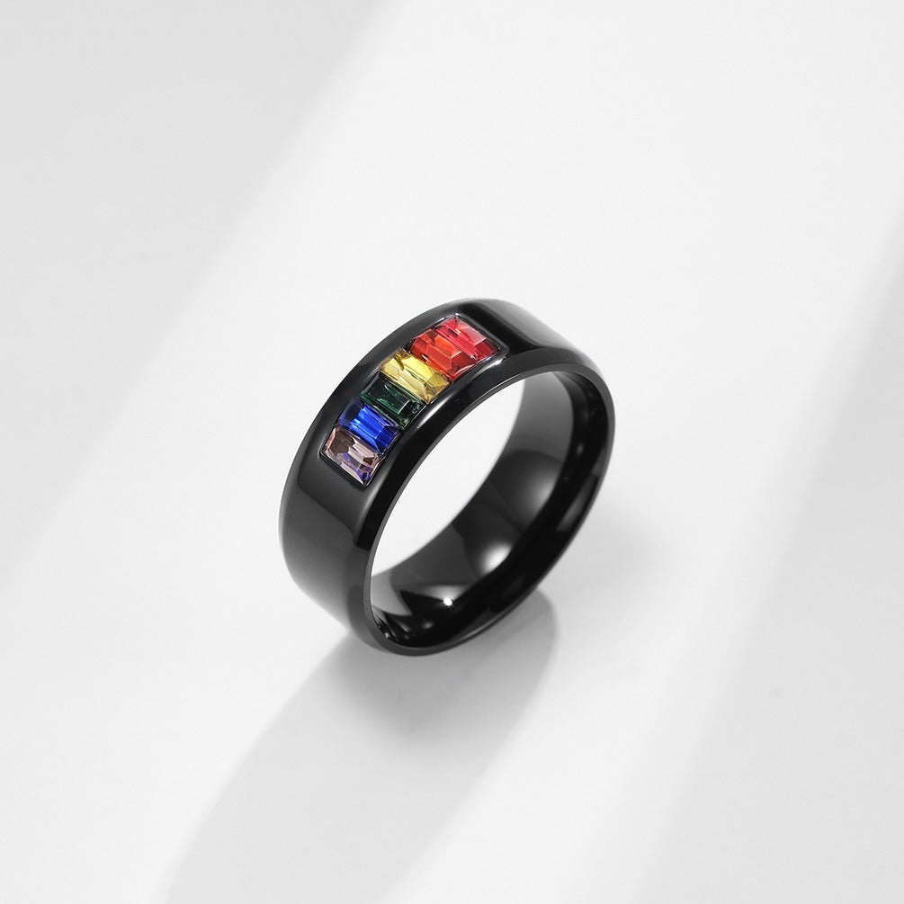 Kemstone Stainless Steel Colorful Inlay Ring for Men & Women K-R073