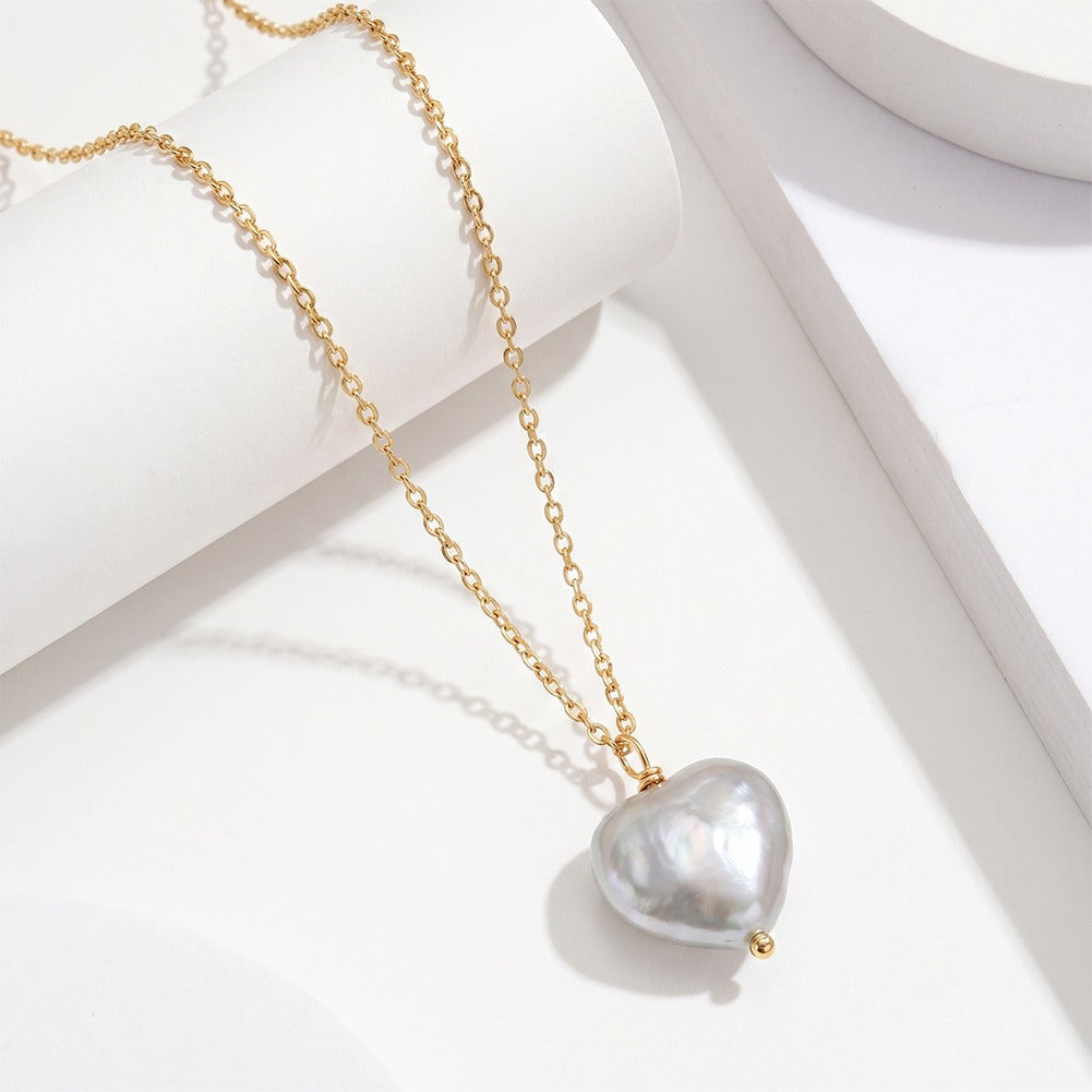 Kemston Baroque Heart Freshwater Pearl Necklace for Women 925 Sterling Silver GPN115