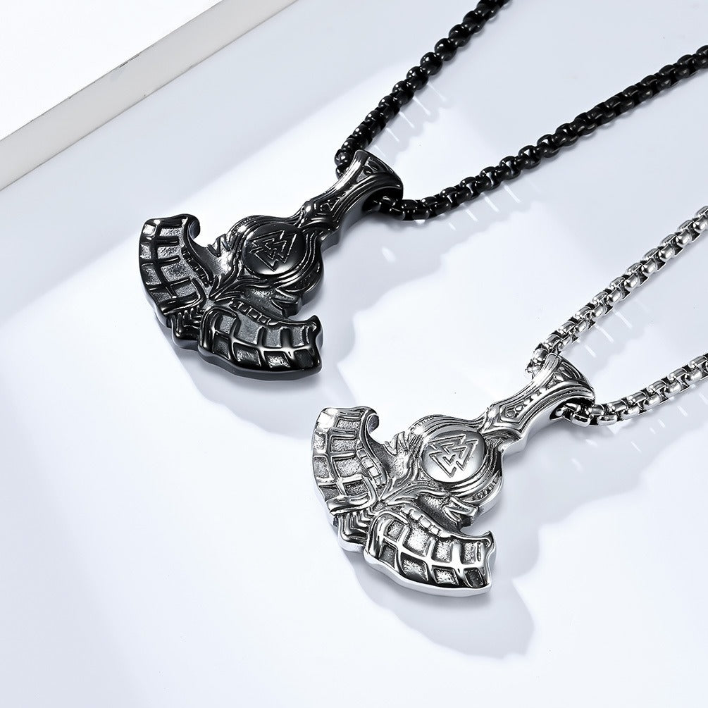 Kemstone Viking Axe Pendant Necklace for Men Stainless Steel Nordic Style K-PT466