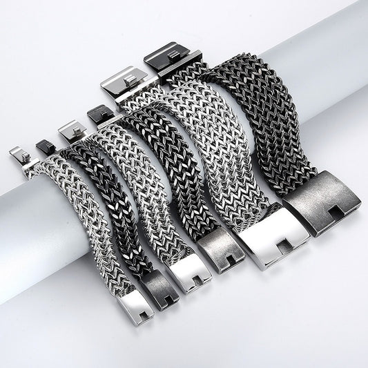 Kemstone Dragon Chain Bracelet for Men – Stainless Steel Norse Biker Style, 12mm 18mm 30mm | KB56409-D