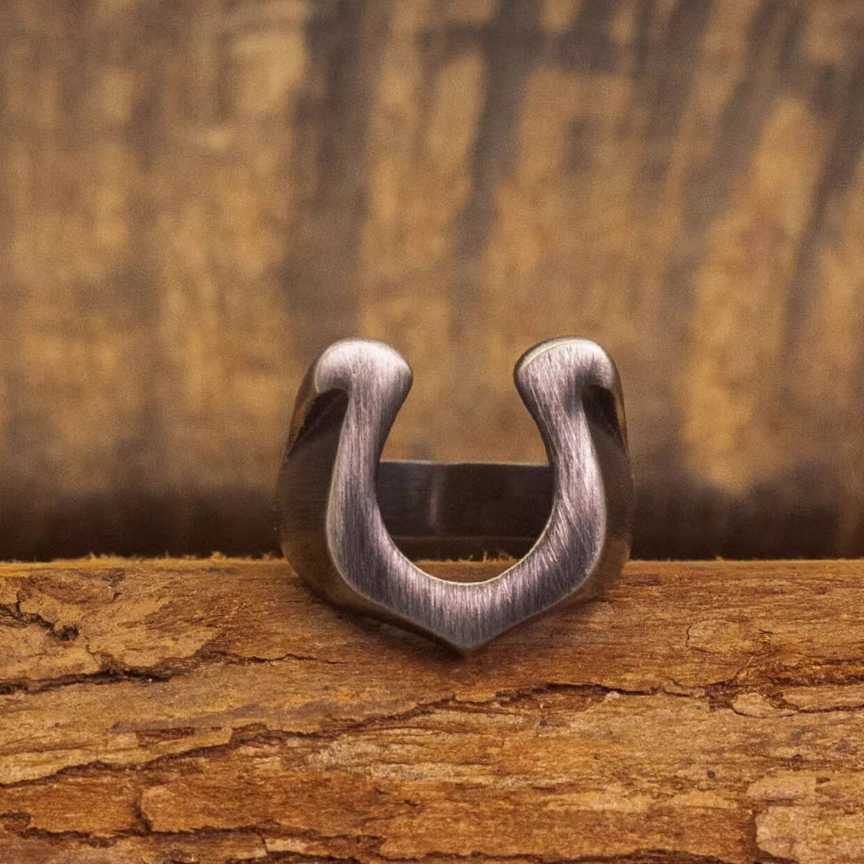 Kemstone Titanium Steel Brushed Hoof Ring for Men NW-JZ087