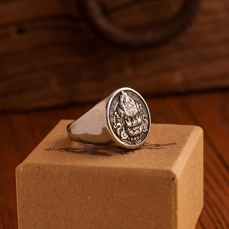Kemstone Dragon Coin Signet Ring – Titanium Steel for Men NW-JZ238