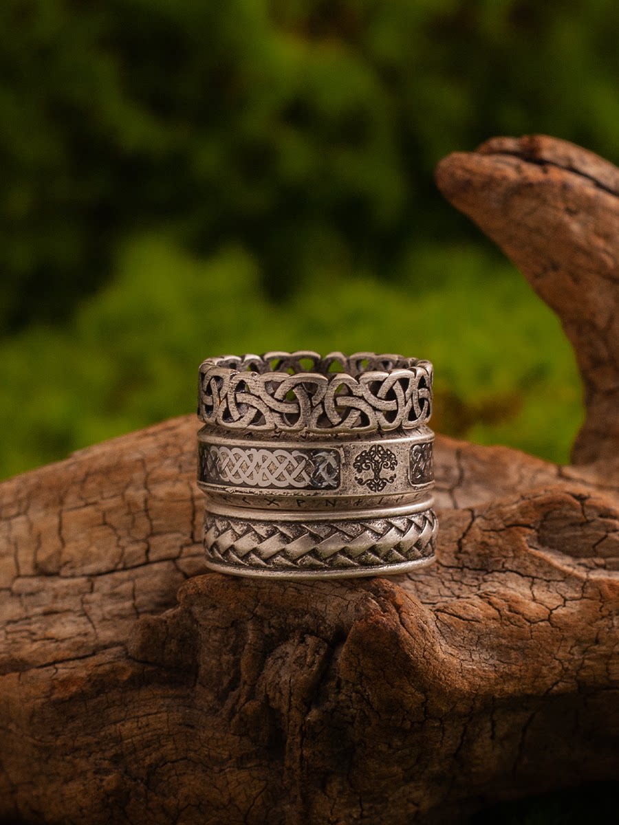 Kemstone Braided Texture Ring – Titanium Steel 7MM for Men NW-JZ167