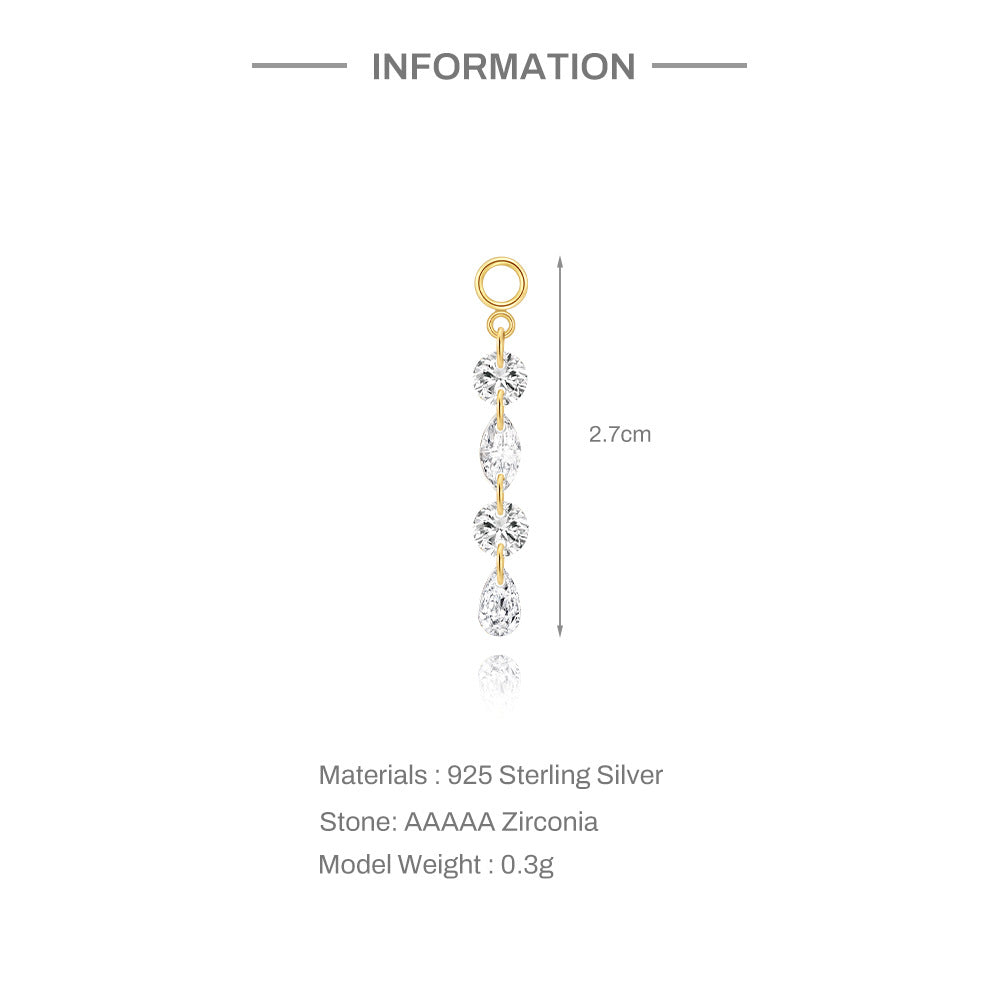 Kemstone S925 Sterling Silver Cubic Zirconia Tassel Ear Chain for Women,Dangle Cartilage Hoop Jewelry 60265475190C