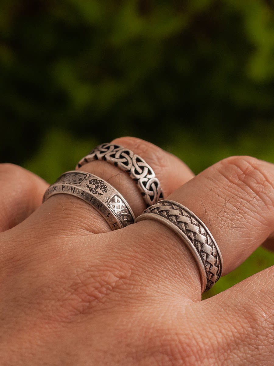 Kemstone Braided Texture Ring – Titanium Steel 7MM for Men NW-JZ167
