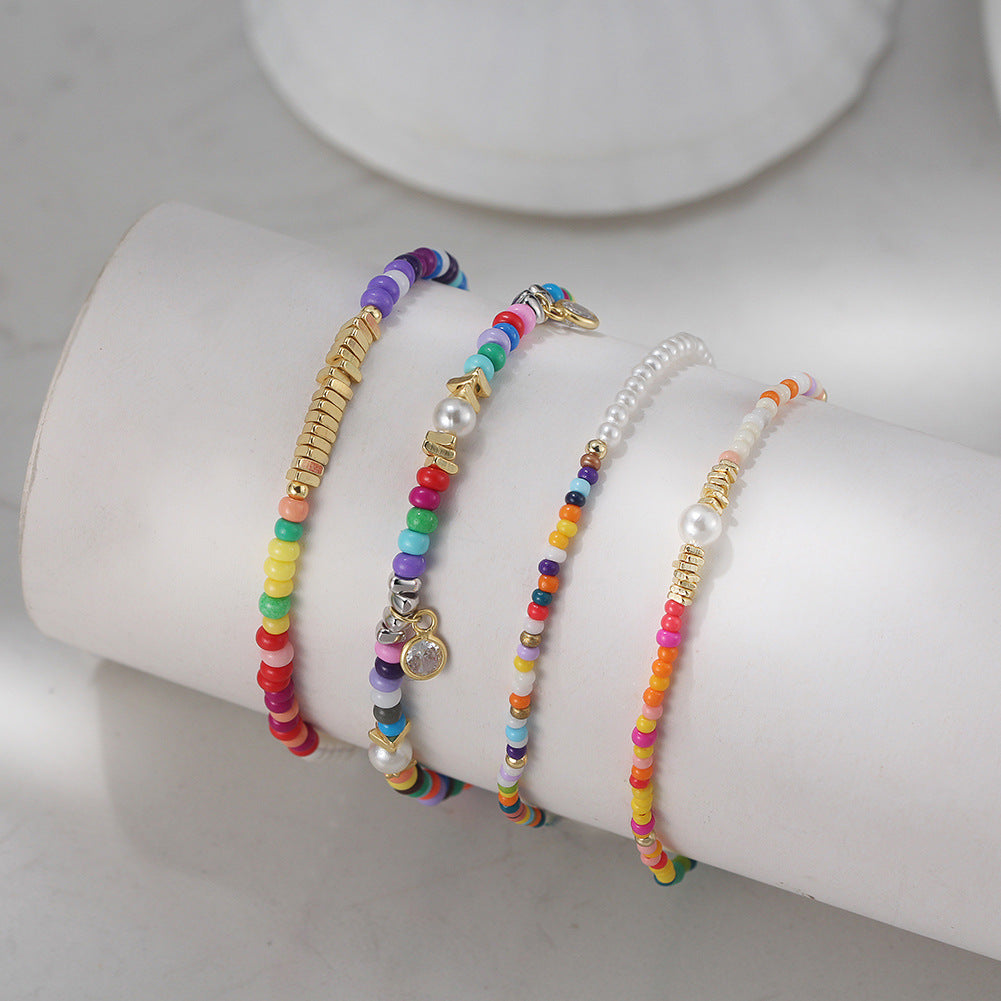 Kemstone Colorful Beaded Bracelet for Women 925 Sterling Silver Pearl Accent PSB08