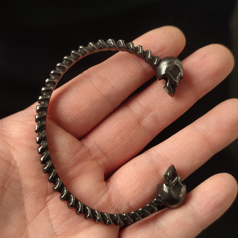 Kemstone Titanium Steel Spine Skull Bracelet for Men Dark Vintage NW-ZJ479