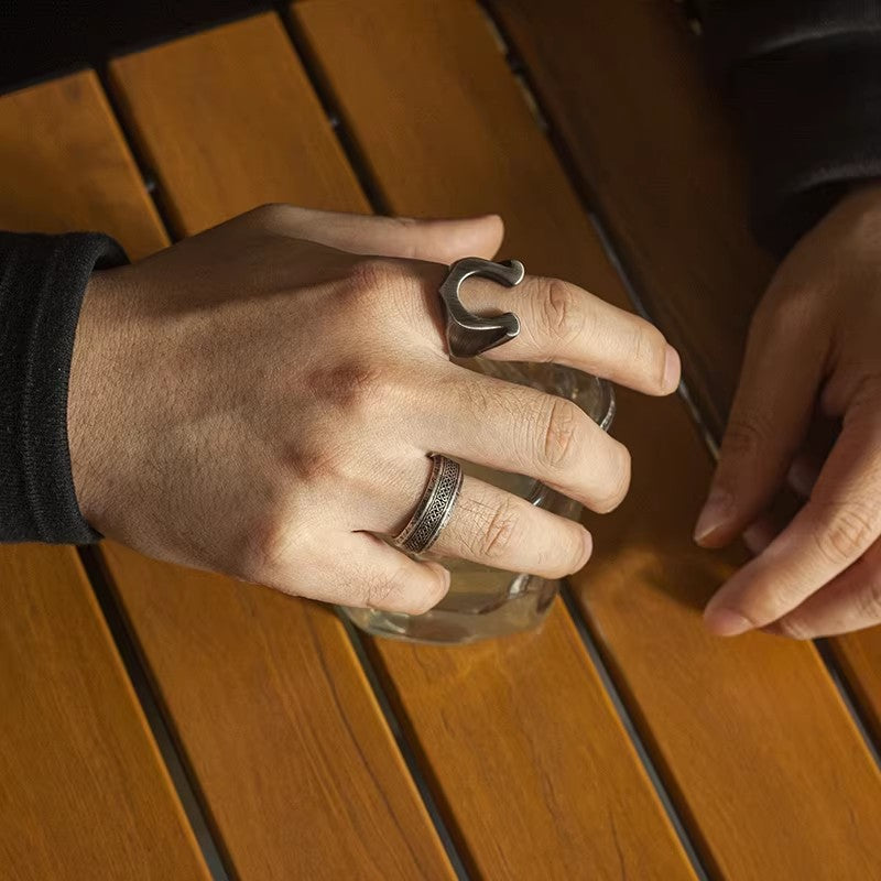 Kemstone Titanium Steel Brushed Hoof Ring for Men NW-JZ087