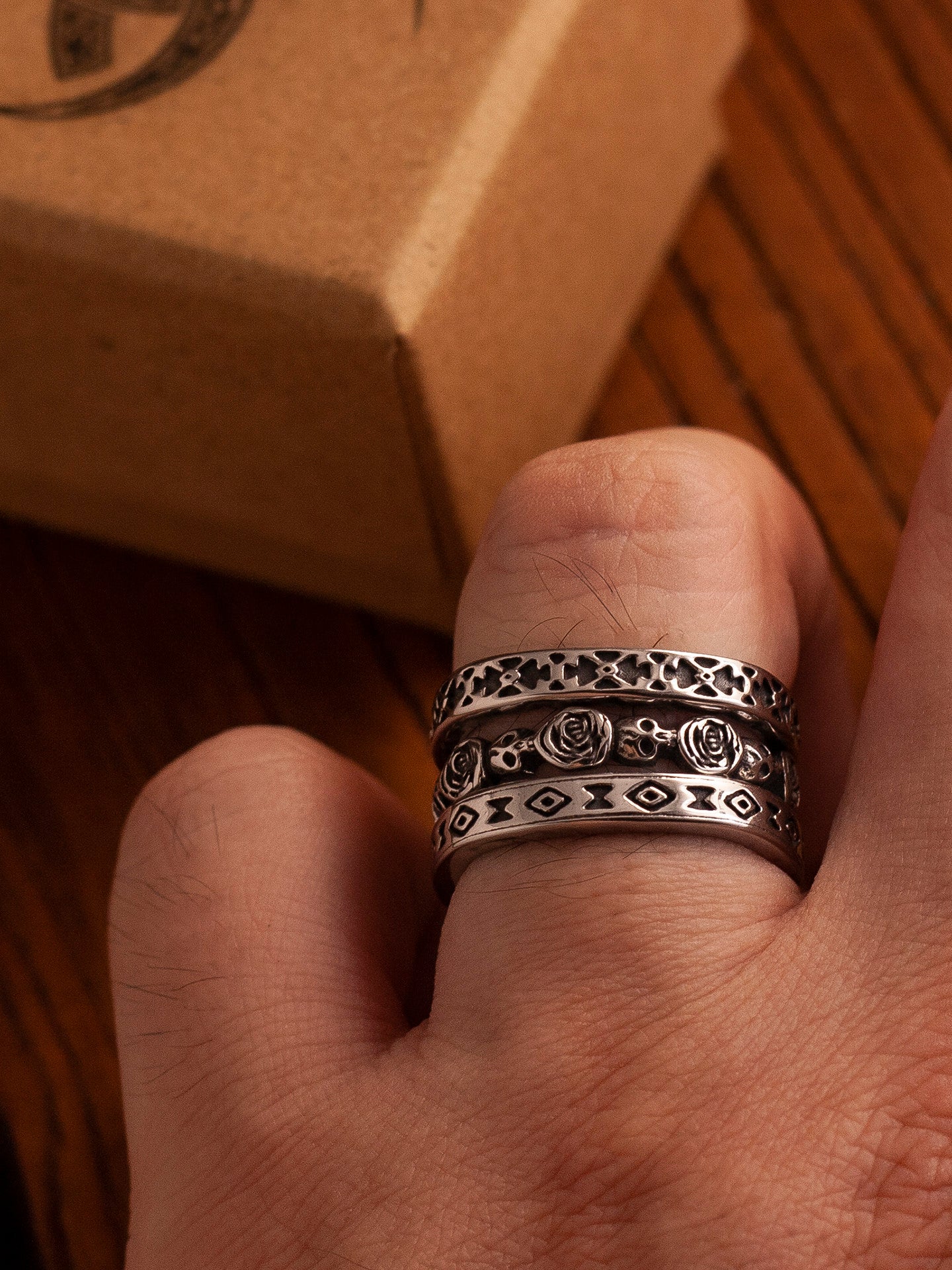 Kemstone Titanium Steel Navajo Totem 3-in-1 Ring for Men - Vintage Design NW-ZRZX458