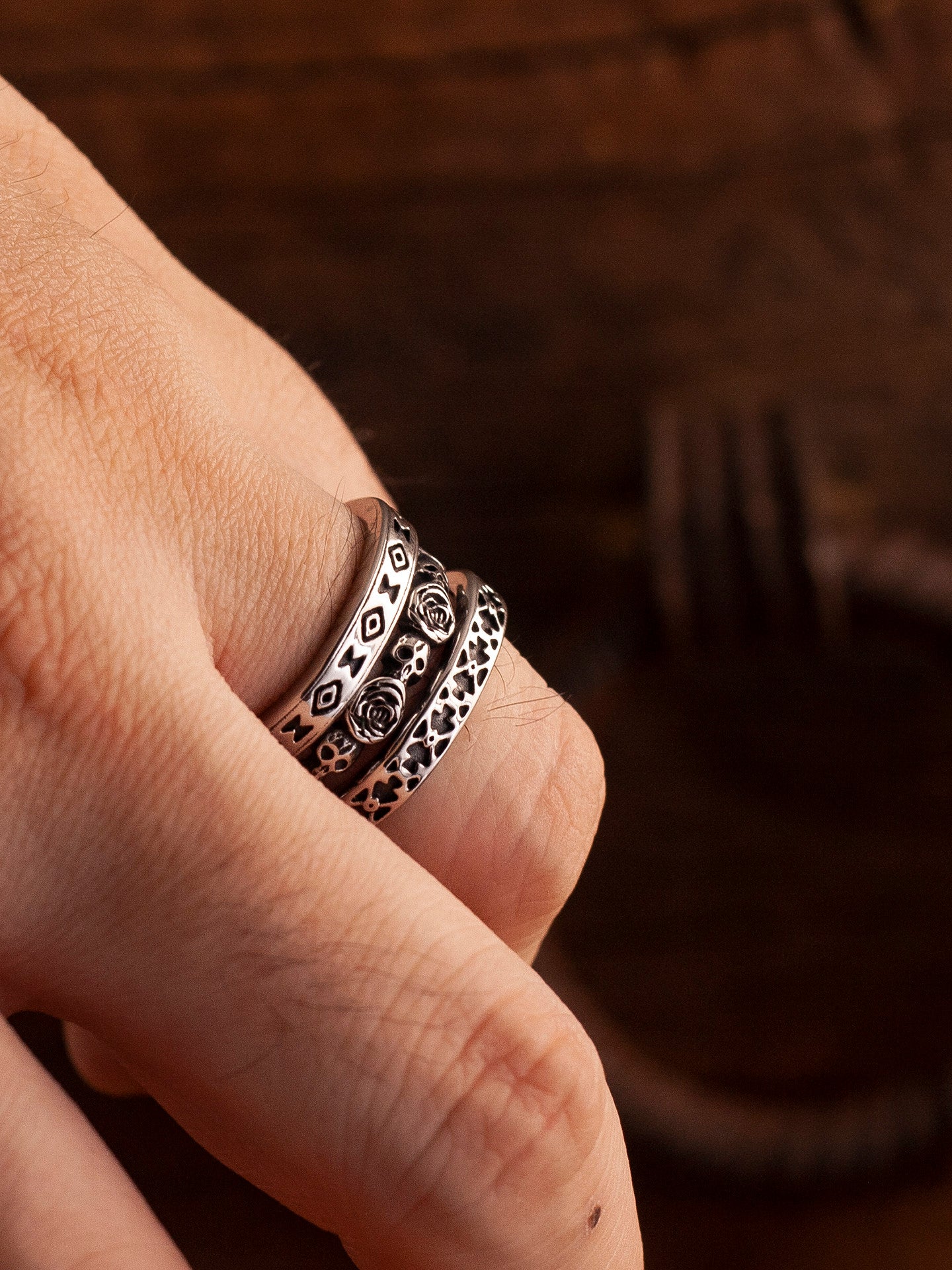 Kemstone Titanium Steel Navajo Totem 3-in-1 Ring for Men - Vintage Design NW-ZRZX458