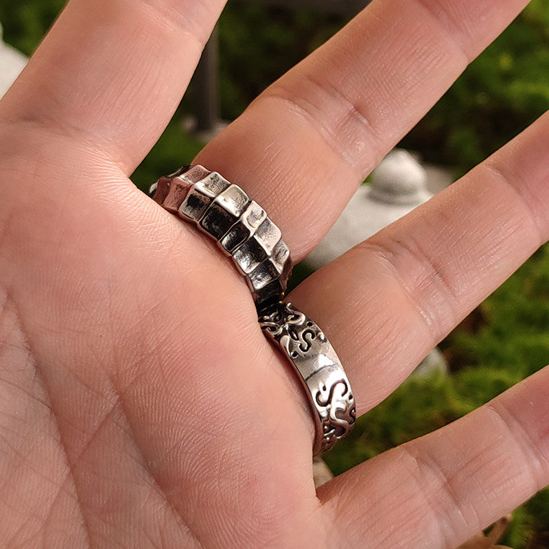 Kemstone Titanium Steel All-Seeing Eye Ring for Men – Gold Accents NW-JZ318