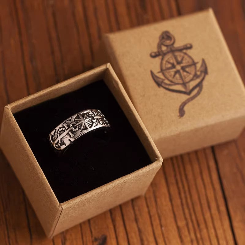 Kemstone Vintage Anchor Ring – Titanium Steel 9MM for Men NW-SR256