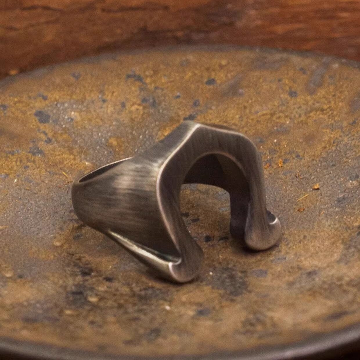 Kemstone Titanium Steel Brushed Hoof Ring for Men NW-JZ087