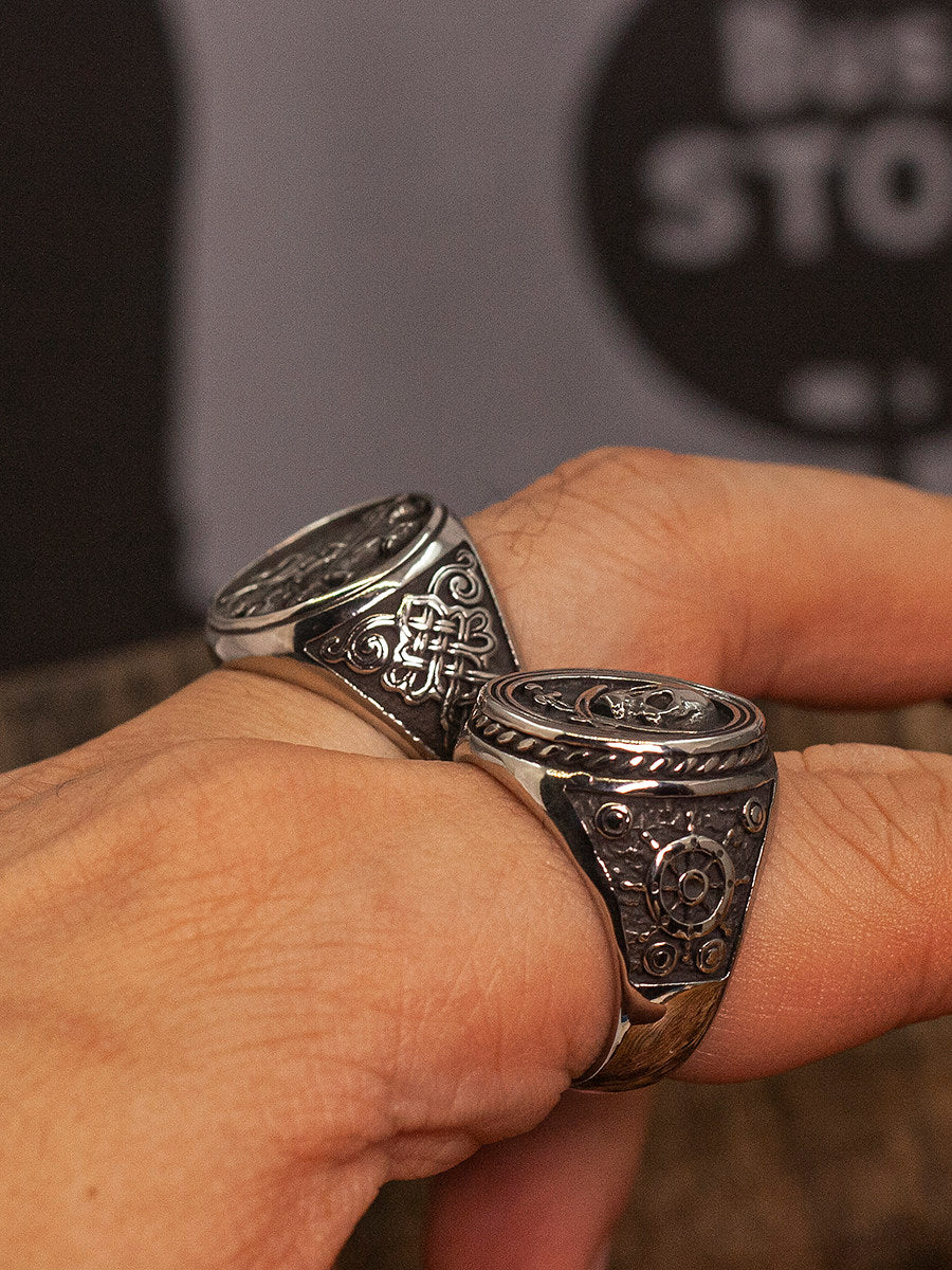 Kemstone Pirate Skull Signet Ring – Titanium Steel Vintage Punk NW-JZ107