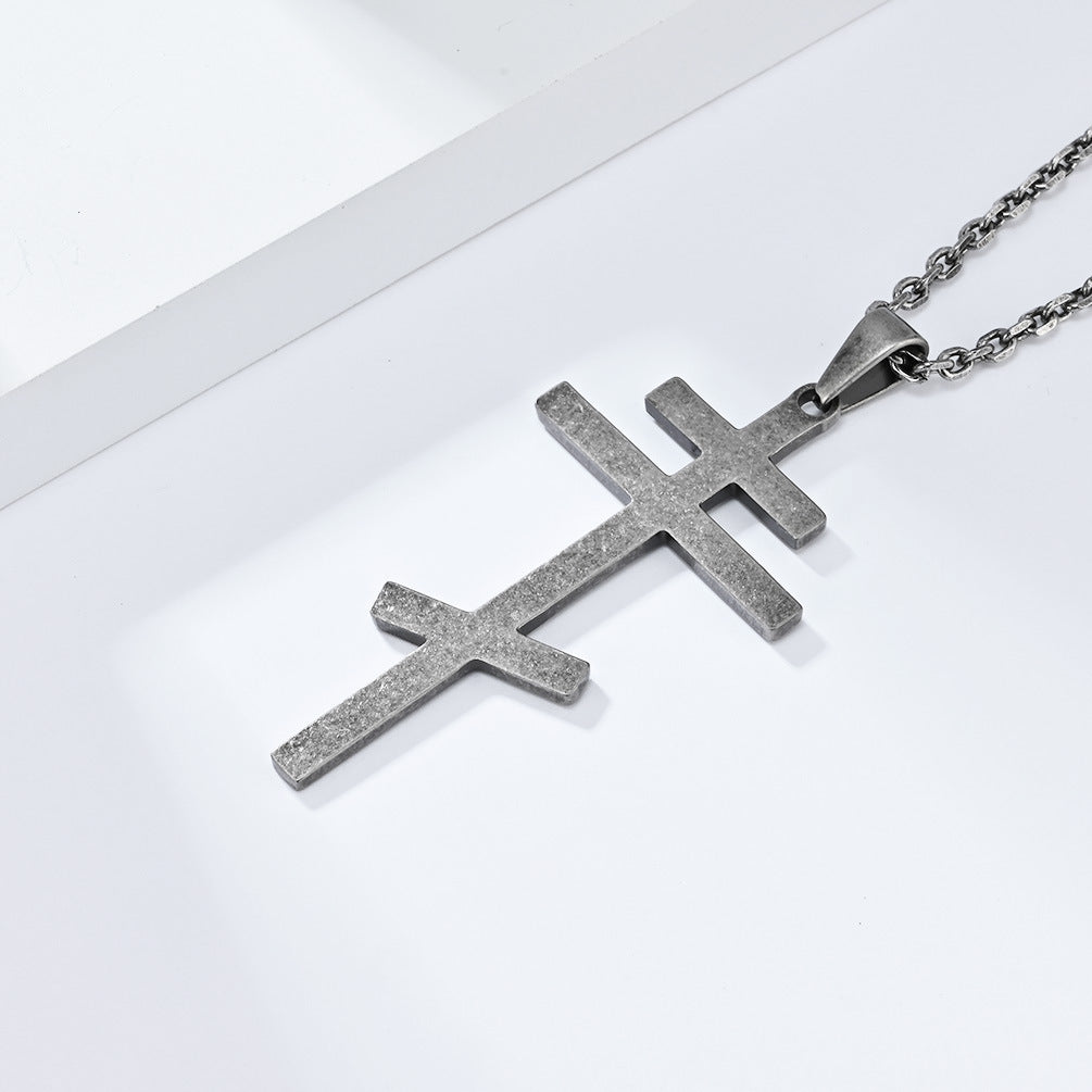 Kemstone Titanium Steel Cross Pendant Necklace for Men & Women – Minimalist Vintage Style K-PT539
