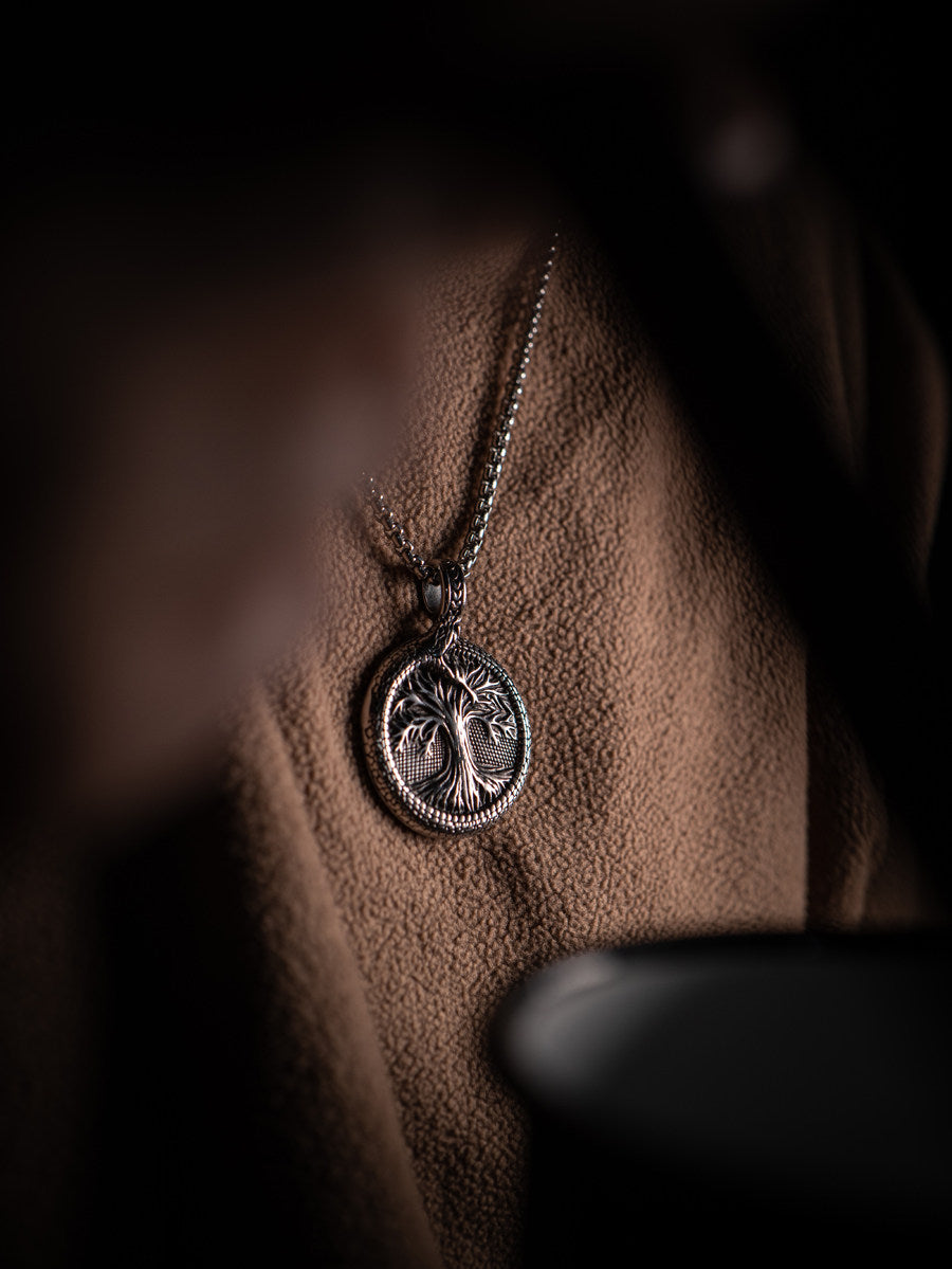 Kemstone Tree of Life Pendant Necklace – Norse Viking Titanium Steel for Men NW-XL177