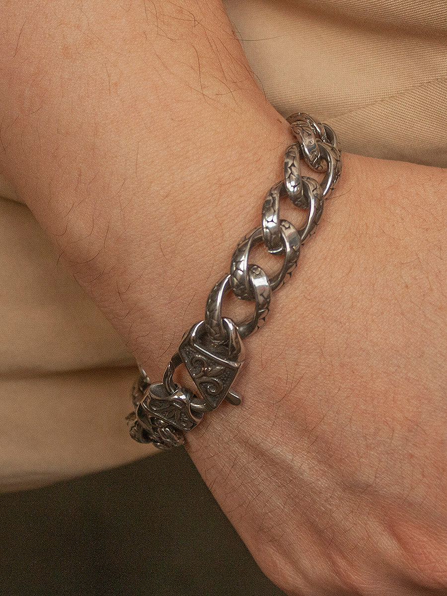 Kemstone Titanium Steel Snake Chain Bracelet for Men – Vintage Punk Design NW-SZ090