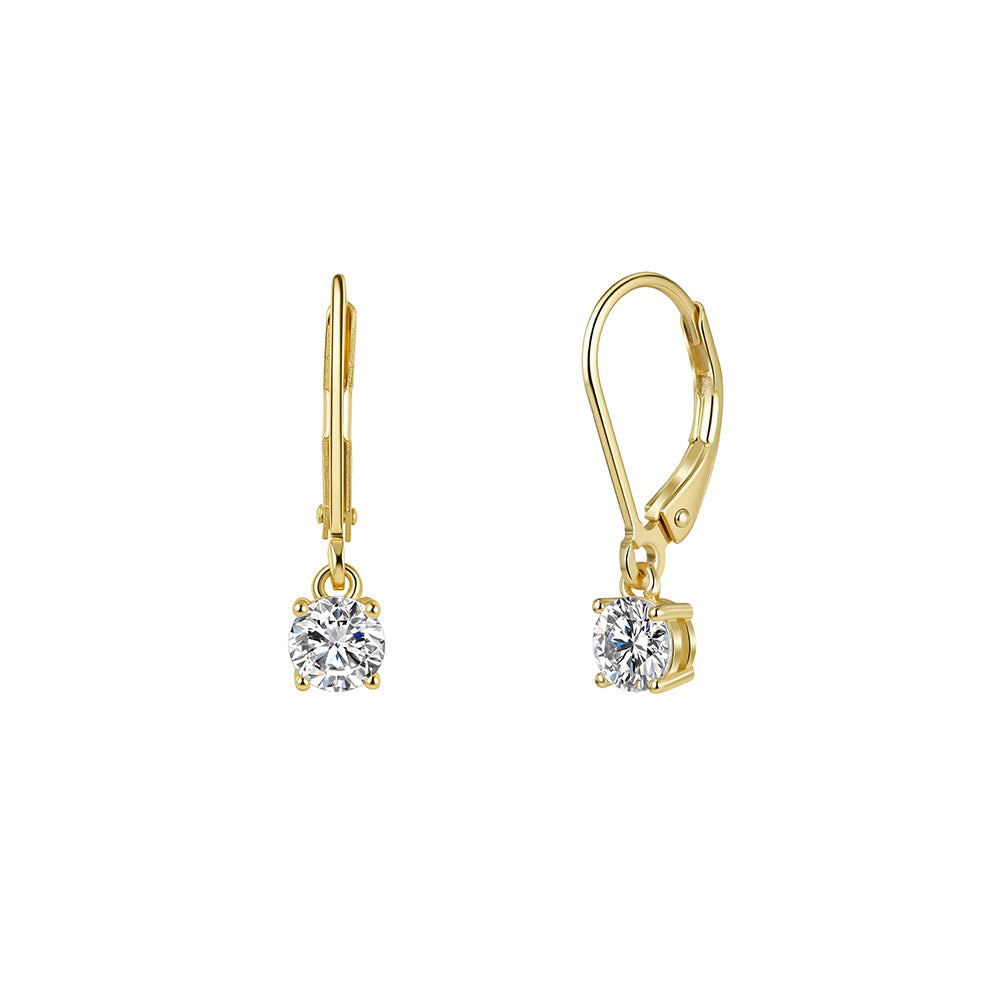 Kemstone Round Cubic Zirconia Leverback Earrings for Women 925 Sterling Silver LZE62